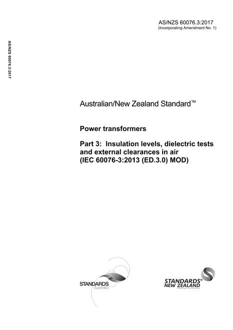 AS/NZS 60076.3:2017