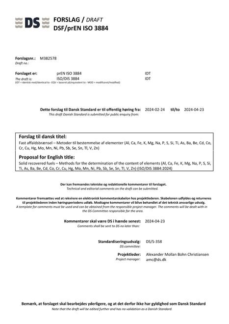 DANSK DSF/PREN ISO 3884