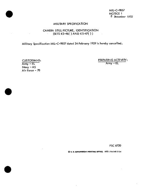 MIL MIL-C-9857 Notice 1 - Cancellation