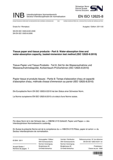 SNV SN EN ISO 12625-8