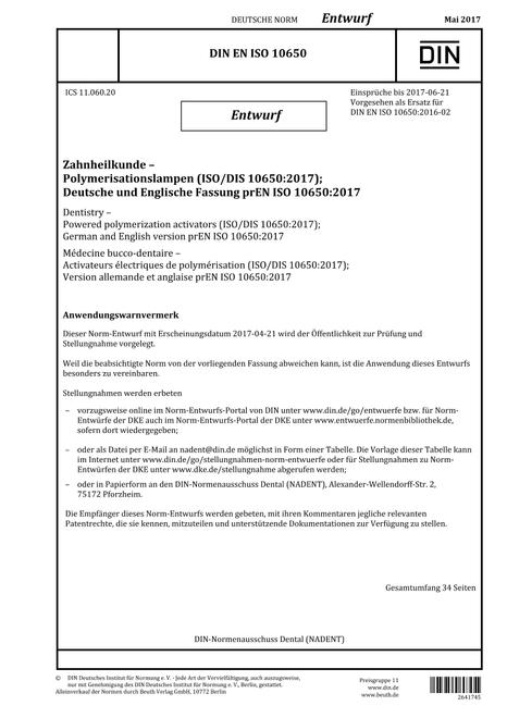 DIN EN ISO 10650 - DRAFT