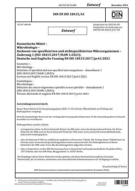 DIN EN ISO 18415/A1 - DRAFT