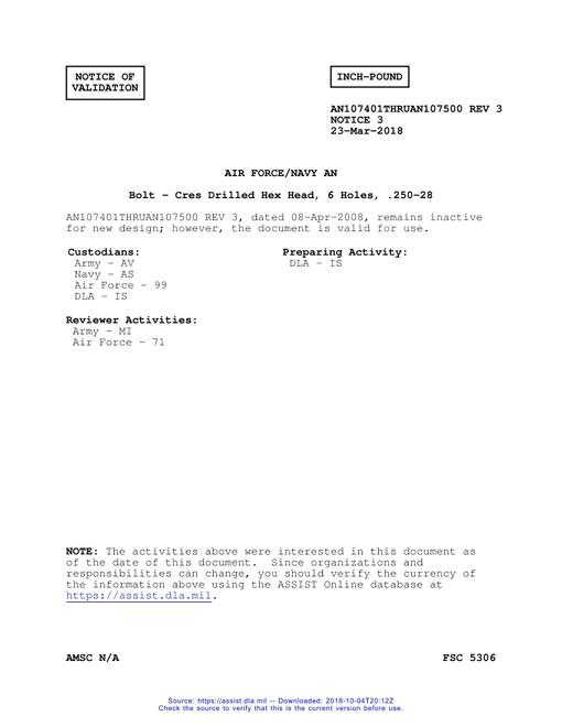 MIL AN107401THRUAN107500-3 Notice 3 - Validation 3