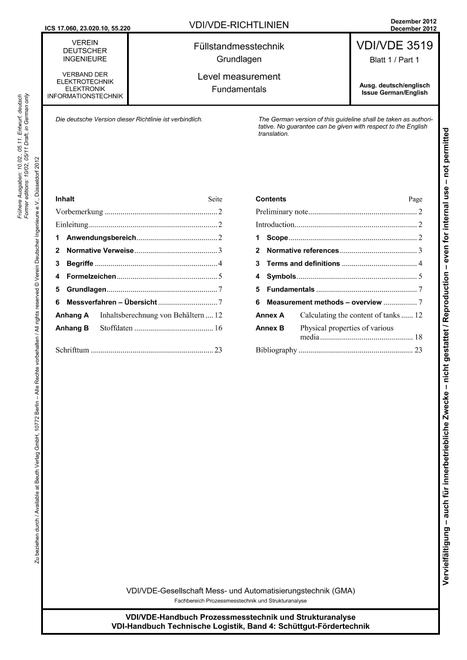 VDI VDI/VDE 3519 BLATT 1