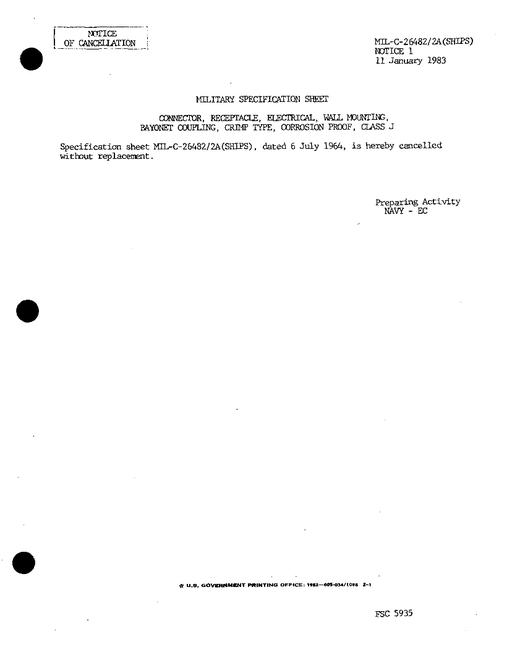 MIL MIL-C-26482/2A Notice 1 - Cancellation