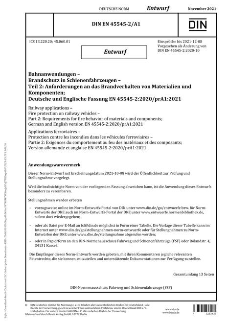 DIN EN 45545-2/A1 - DRAFT