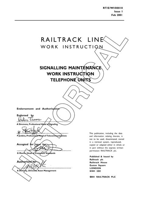 NR RT/E/WI/00018 ISSUE 1