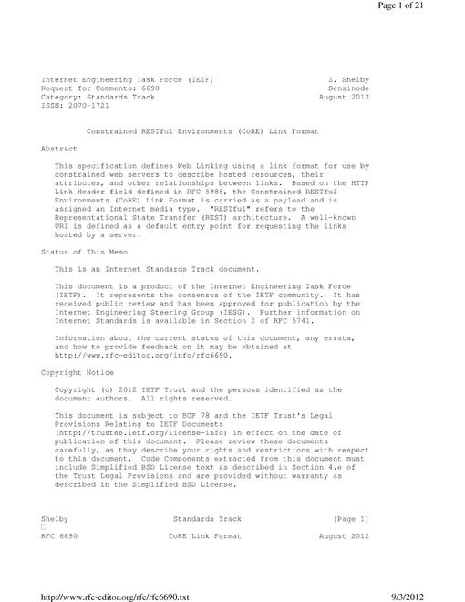 IETF RFC 6690