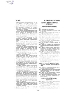 FDA 21 CFR PART 803