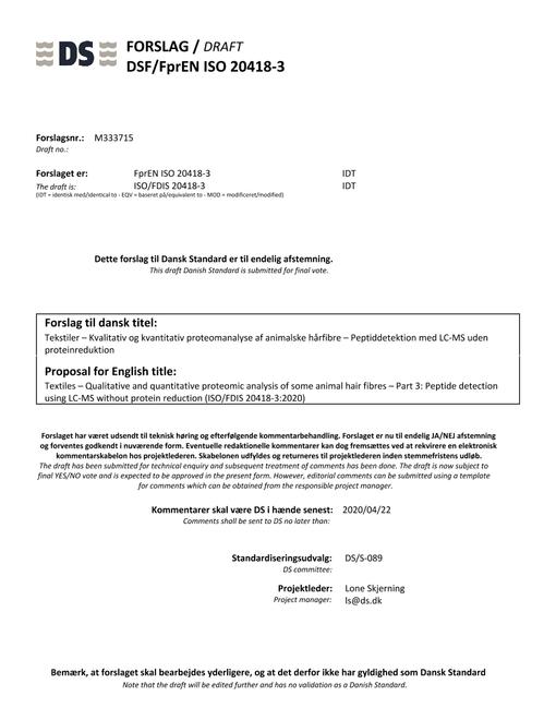 DANSK DSF/FPREN ISO 20418-3
