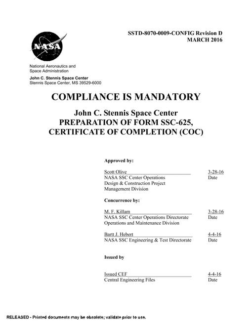 NASA SSTD-8070-0009-CONFIG Rev. D