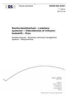 DANSK DS/EN ISO 22301