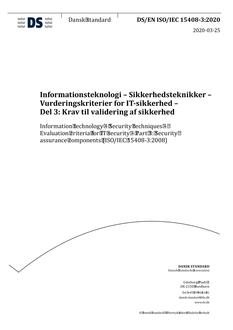 DANSK DS/EN ISO/IEC 15408-3