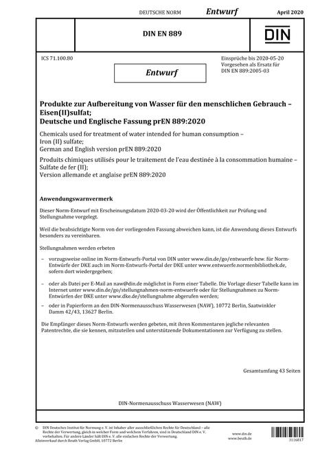 DIN EN 889 - DRAFT