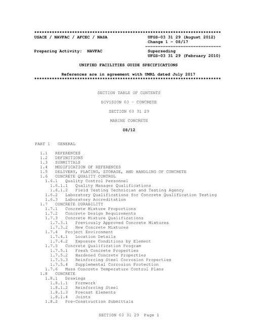 NAVY UFGS-03 31 29