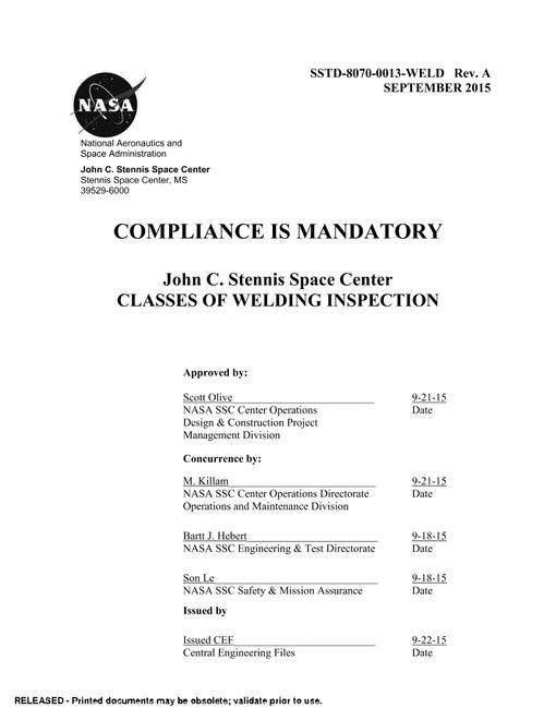 NASA SSTD-8070-0013-WELD Rev. A