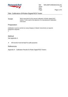 NR NR/L3/MTC/ME0201/CAL231 ISSUE 1