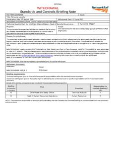 NR NR/CS/OHS/005 ISSUE 1