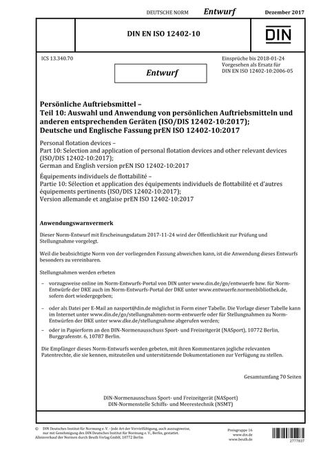 DIN EN ISO 12402-10 - DRAFT