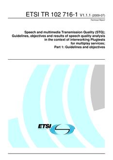ETSI TR 102 716-1