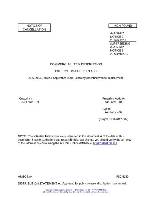 CID A-A-59642 Notice 2 - Cancellation