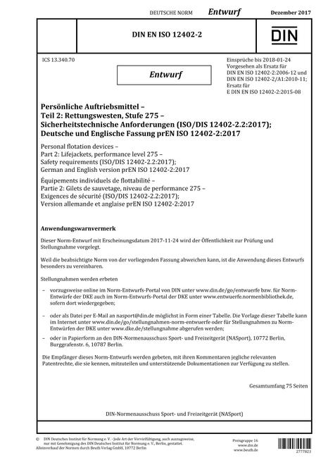 DIN EN ISO 12402-2 - DRAFT