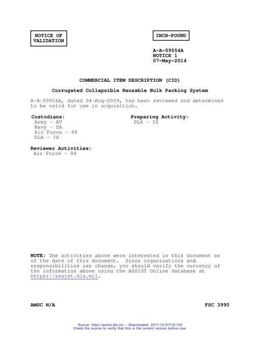 CID A-A-59554A Notice 1 - Validation 1