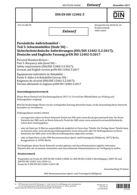 DIN EN ISO 12402-5 - DRAFT