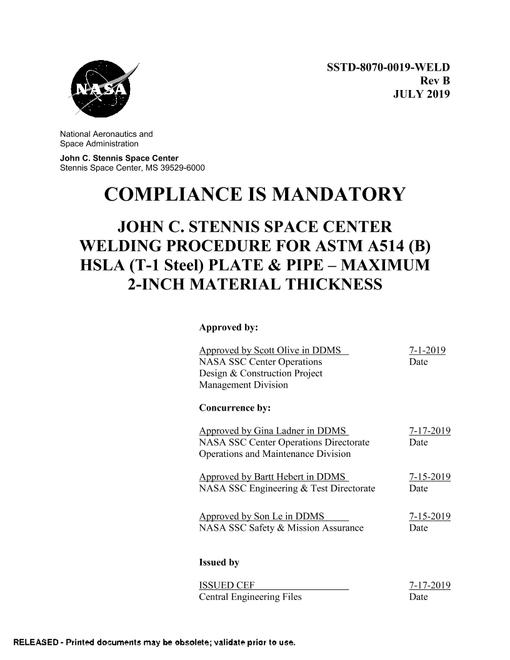 NASA SSTD-8070-0019-WELD Rev. B