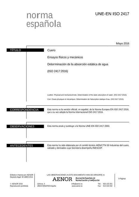 AENOR UNE-EN ISO 2417