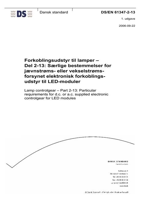 DANSK DS/EN 61347-2-13