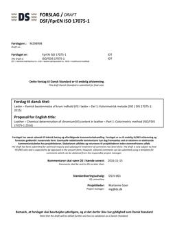 DANSK DSF/FPREN ISO 17075-1