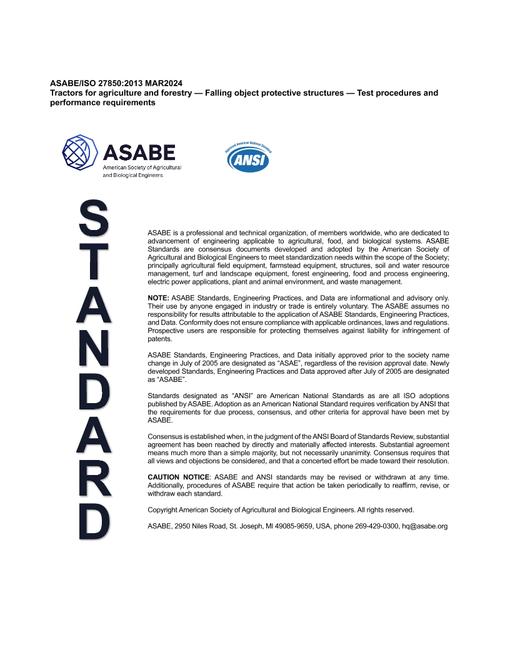ASAE/ASABE ISO 27850:2013 MAR2024