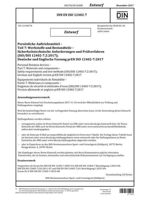 DIN EN ISO 12402-7 - DRAFT