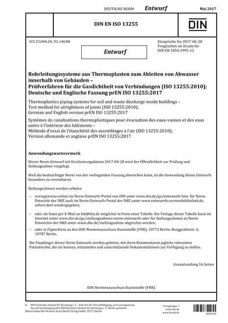 DIN EN ISO 13255 - DRAFT