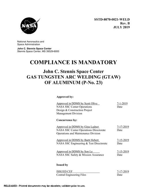 NASA SSTD-8070-0021-WELD Rev. B