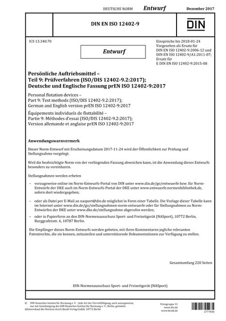 DIN EN ISO 12402-9 - DRAFT