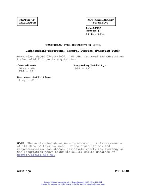 CID A-A-1439B Notice 1 - Validation 1
