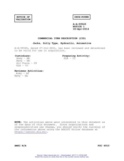 CID A-A-59545 Notice 1 - Validation 1