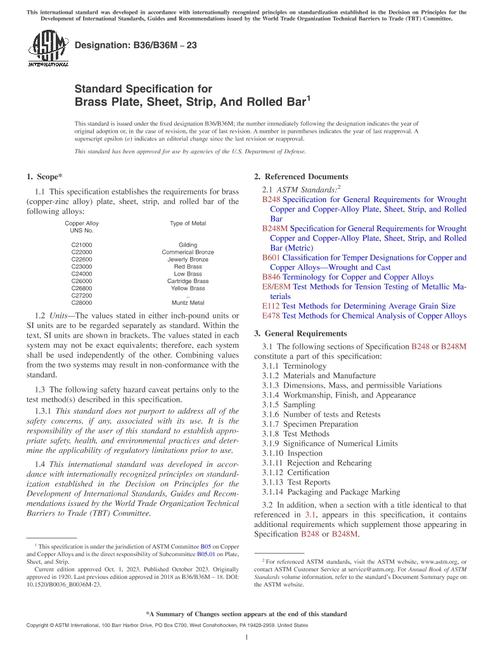 ASTM B36/B36M-23