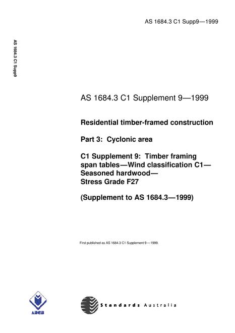 AS 1684.3 C1 SUPP 9-1999