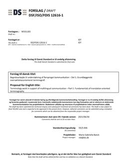 DANSK DSF/ISO/FDIS 12616-1