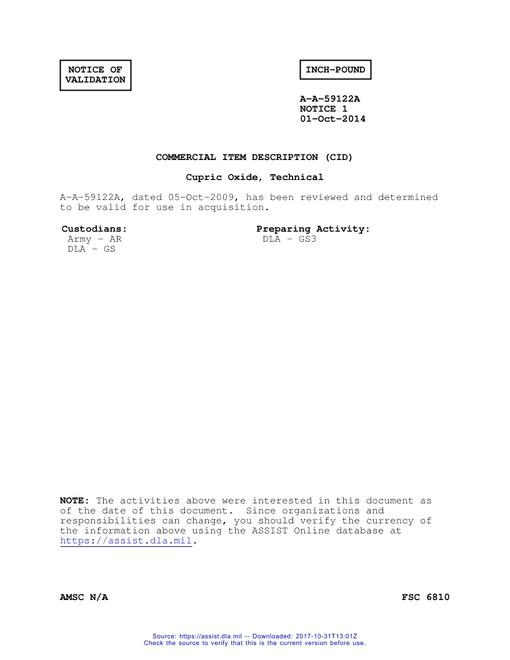CID A-A-59122A Notice 1 - Validation 1
