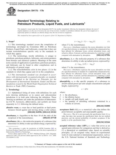 ASTM D4175-17b