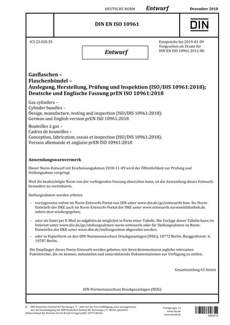 DIN EN ISO 10961 - DRAFT