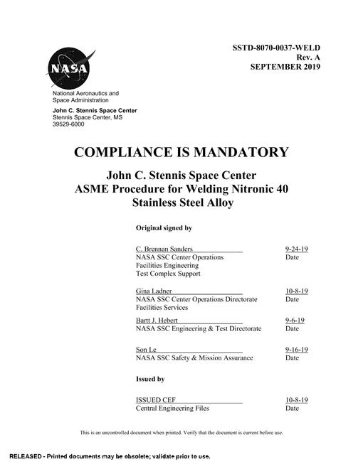 NASA SSTD-8070-0037-WELD Rev. A