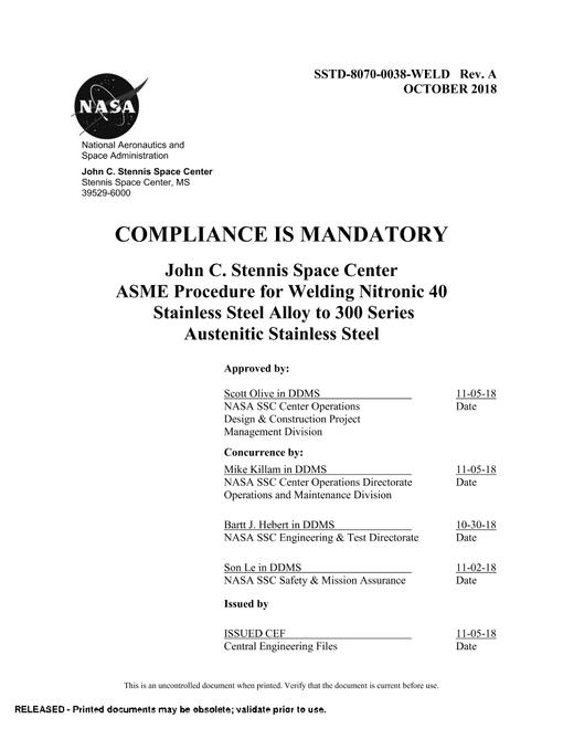 NASA SSTD-8070-0038-WELD Rev. A