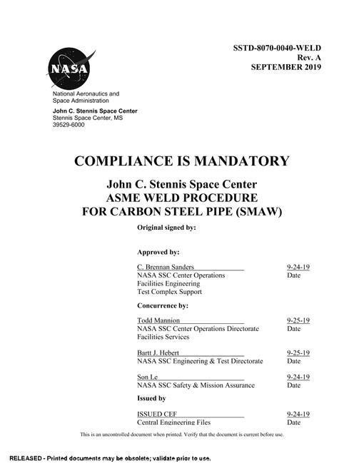 NASA SSTD-8070-0040-WELD Rev. A