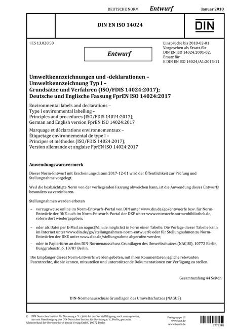 DIN EN ISO 14024 - DRAFT