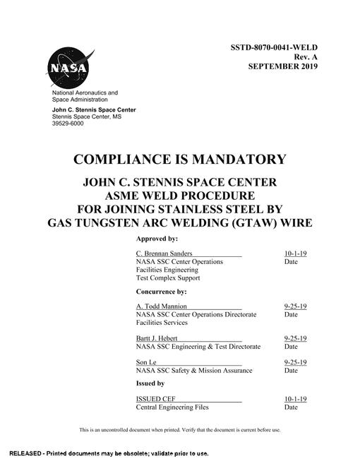 NASA SSTD-8070-0041-WELD Rev. A
